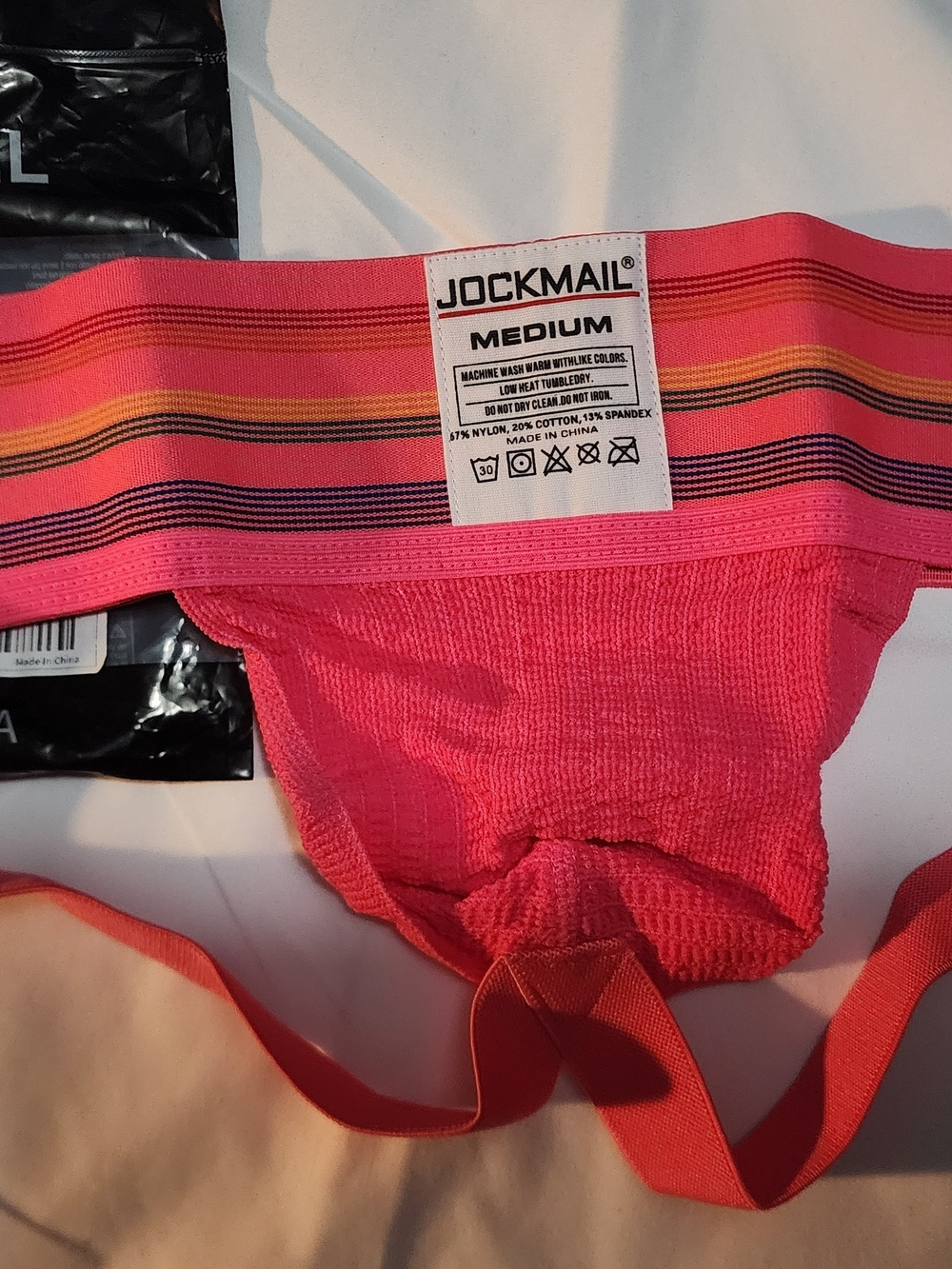 Jockmail Medium Men's Hot Pink Striped Boxer Brief